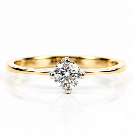 18К  Бяло и Жълто Злато Диамантен Годежен Пръстен    Bloom Jewellery